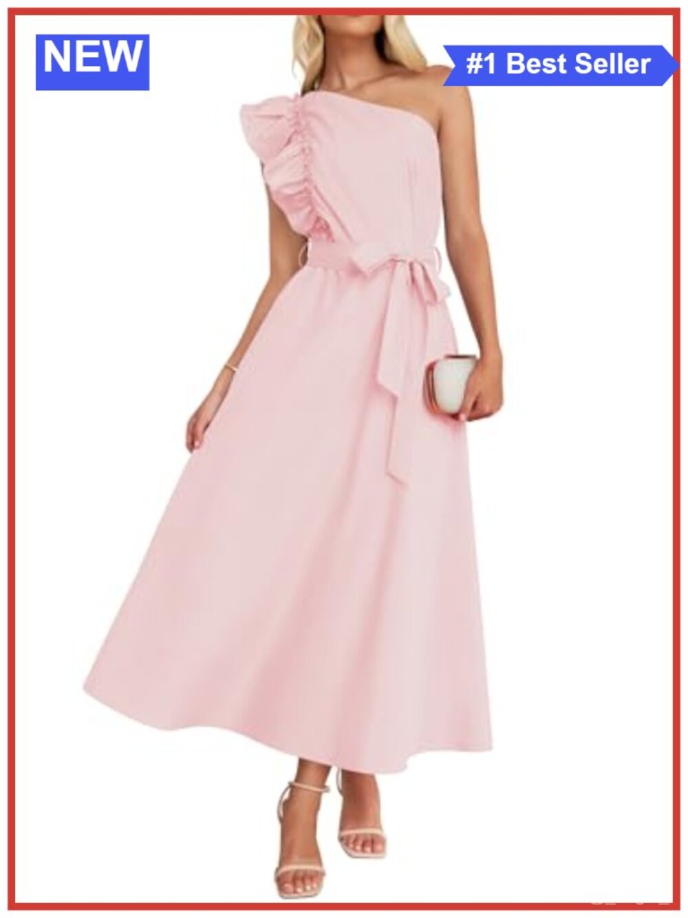 One Shoulder Ruffle Maxi Dress Sleeveless Backless Empire Waist Summer